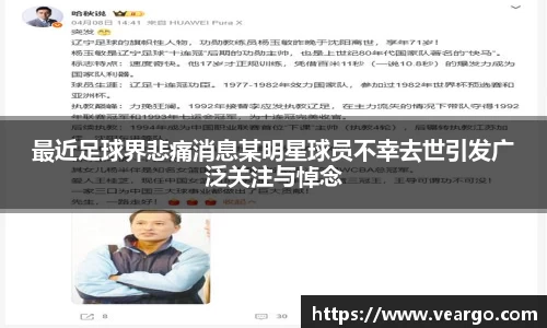 最近足球界悲痛消息某明星球员不幸去世引发广泛关注与悼念